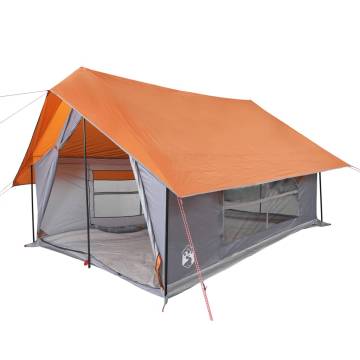  Camping Tent 5-Person Grey and Orange Waterproof