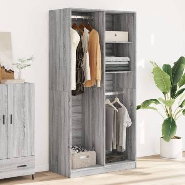  Wardrobe Grey Sonoma 100x50x200 cm Engineered Wood