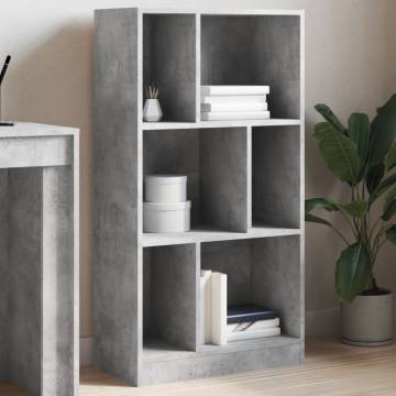  Bookcase Concrete Grey 57x28.5x107.5 cm Engineered Wood