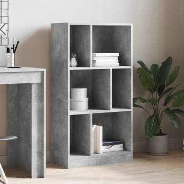  Bookcase Concrete Grey 57x28.5x107.5 cm Engineered Wood