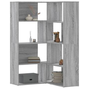  Corner Bookcase 4-Tier Grey Sonoma 85x85x140 cm Engineered Wood