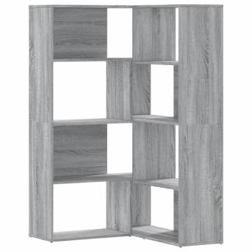  Corner Bookcase 4-Tier Grey Sonoma 85x85x140 cm Engineered Wood