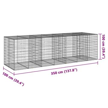  Gabion Basket with Cover 350x100x100 cm Galvanised Iron