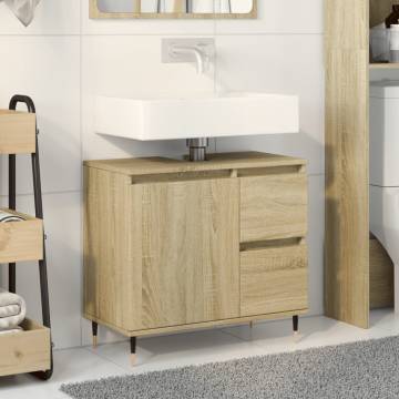  Bathroom Sink Cabinet Sonoma Oak 65x33x60 cm Engineered Wood