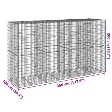  Gabion Basket with Cover 350x100x200 cm Galvanised Iron