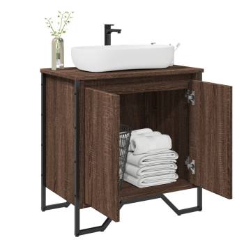  Bathroom Sink Cabinet Brown Oak 60x35x60 cm Engineered Wood