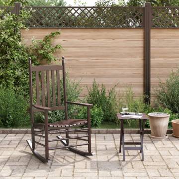  Rocking Chair with Foldable Table Brown Solid Wood Poplar