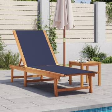  Sun Lounger Blue Solid Wood Acacia and Textilene