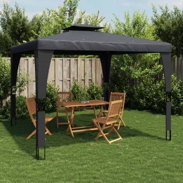  Gazebo with Double Roof Anthracite 2.98x2.98 m Steel