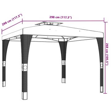  Gazebo with Double Roof Anthracite 2.98x2.98 m Steel