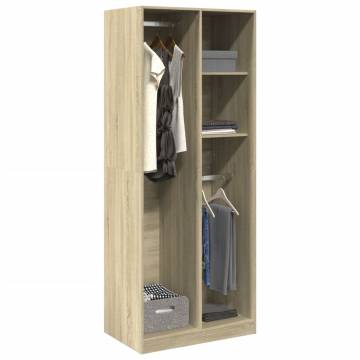  Wardrobe Sonoma Oak 80x50x200 cm Engineered Wood