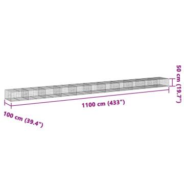  Gabion Basket with Cover 1100x100x50 cm Galvanised Iron