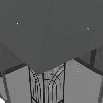  Gazebo with Double Roof and Mesh Walls Anthracite 2.94x2.94 m Steel