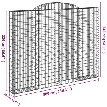  Arched Gabion Baskets 9 pcs 300x30x220240 cm Galvanised Iron