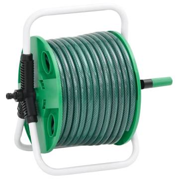  Free Standing Green Hose Reel with Hose Fitting Set 0.5 20 m PVC