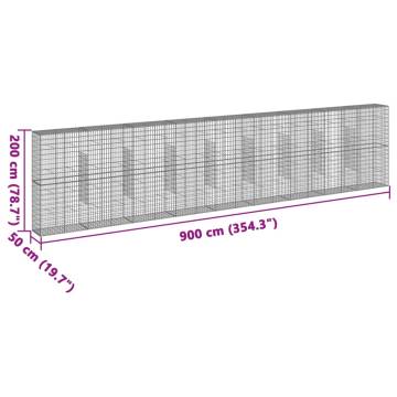  Gabion Basket with Cover 900x50x200 cm Galvanised Iron