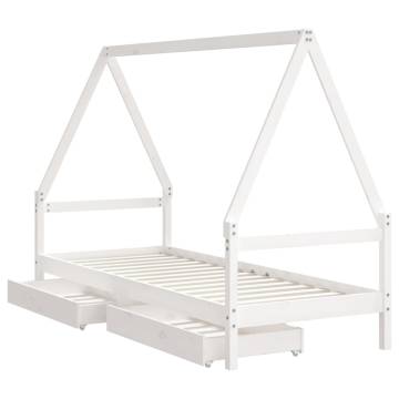 Kids Bed Frame with Drawers White 80x200 cm Solid Wood Pine