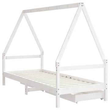 Kids Bed Frame with Drawers White 80x200 cm Solid Wood Pine