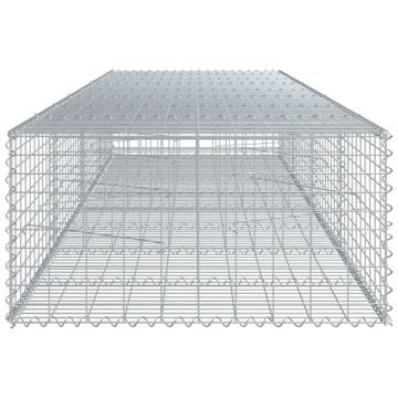  Gabion Basket with Cover 400x100x50 cm Galvanised Iron