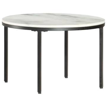  Coffee Table White and Black Ø65 cm Real Solid Marble