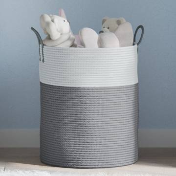 Storage Basket Grey and White Ø38x46 cm Cotton