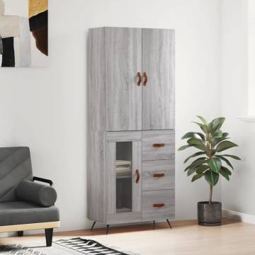  Highboard Grey Sonoma 69.5x34x180 cm Engineered Wood