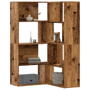  Corner Bookcase 4-Tier Old Wood 85x85x140 cm Engineered Wood