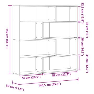  Corner Bookcase 4-Tier Old Wood 85x85x140 cm Engineered Wood