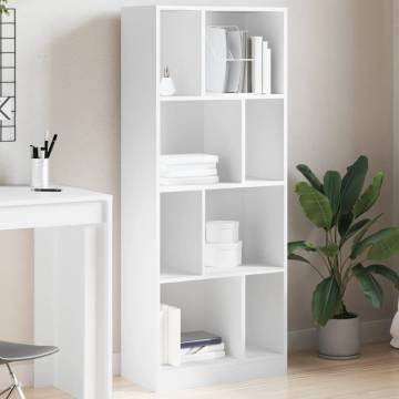  Bookcase White 57x28.5x141 cm Engineered Wood