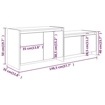 TV Cabinet High Gloss White 146.5x35x50 cm Engineered Wood