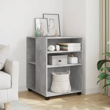  Side Table with Wheels Concrete Grey 55x60x78 cm Engineered Wood