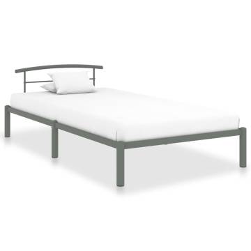 Bed Frame Grey Metal 90x200 cm