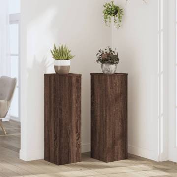  Plant Stand 2pcs Brown Oak 25x25x80 cm Engineered Wood