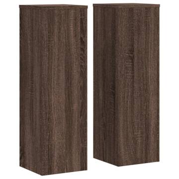  Plant Stand 2pcs Brown Oak 25x25x80 cm Engineered Wood