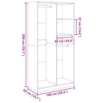  Wardrobe Old Wood 100x50x200 cm Engineered Wood