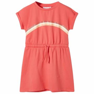 Kids' Dress with Drawstring Coral 116