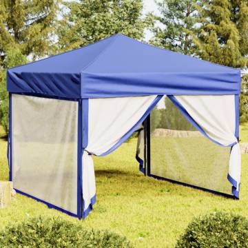  Folding Party Tent with Sidewalls Blue 3x3 m