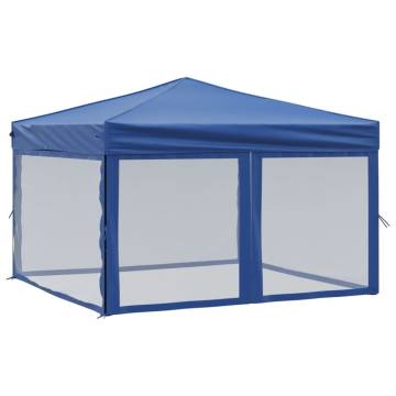  Folding Party Tent with Sidewalls Blue 3x3 m