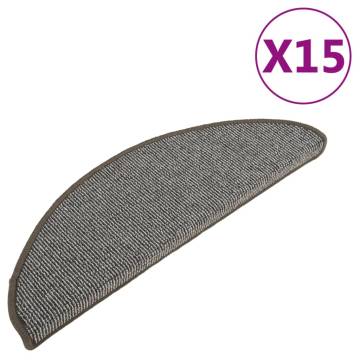  Carpet Stair Treads 15 pcs Grey 65x21x4 cm