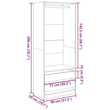  Wardrobe White 80x50x200 cm Engineered Wood