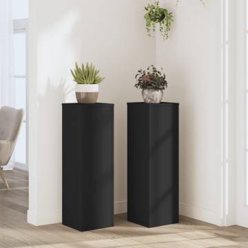  Plant Stand 2pcs Black 25x25x80 cm Engineered Wood