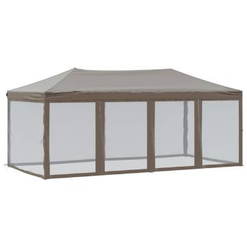  Folding Party Tent with Sidewalls Taupe 3x6 m