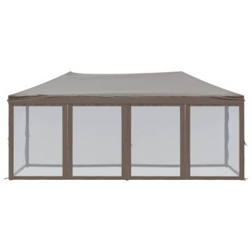  Folding Party Tent with Sidewalls Taupe 3x6 m