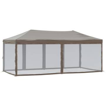  Folding Party Tent with Sidewalls Taupe 3x6 m