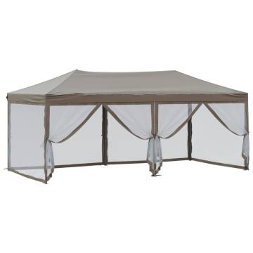  Folding Party Tent with Sidewalls Taupe 3x6 m