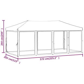  Folding Party Tent with Sidewalls Taupe 3x6 m