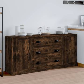  Sideboards 3 pcs Smoked Oak Engineered Wood