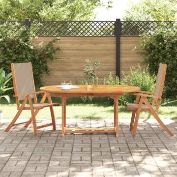  Folding Garden Chairs 2 pcs Solid Wood Acacia and Textilene