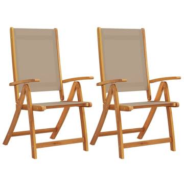  Folding Garden Chairs 2 pcs Solid Wood Acacia and Textilene