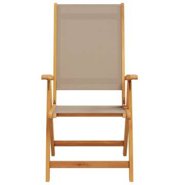  Folding Garden Chairs 2 pcs Solid Wood Acacia and Textilene